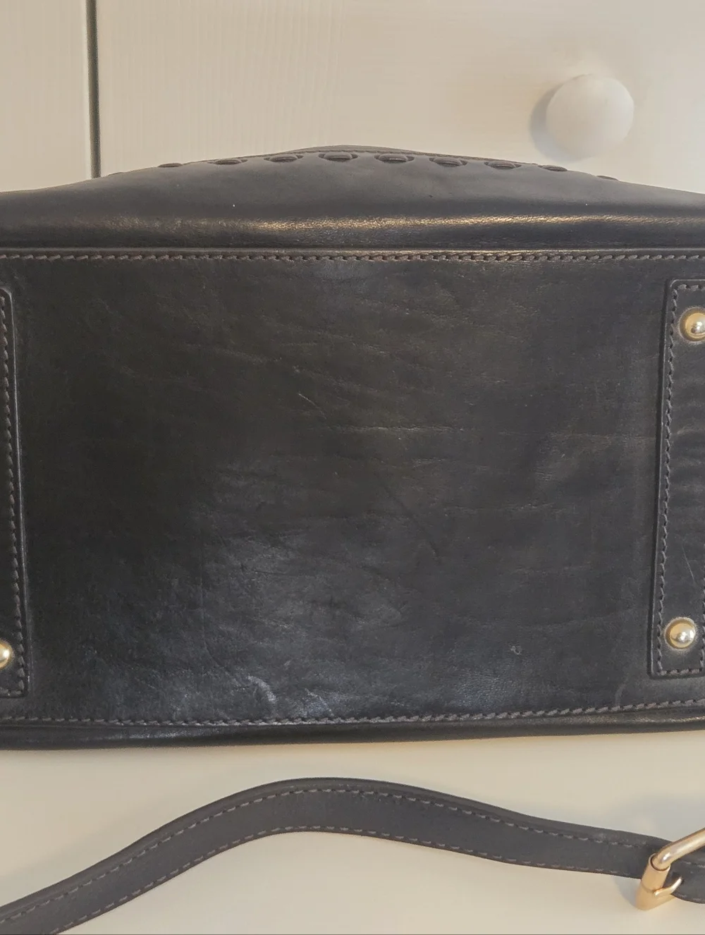 Dooney & Bourke Black Leather Shoulder Satchel with Gold Hardware - Picture 8 of 16